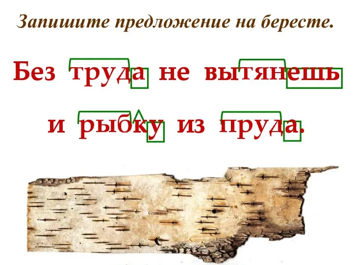 Без труда не вытянешь и рыбку из пруда. Запишите предложение на