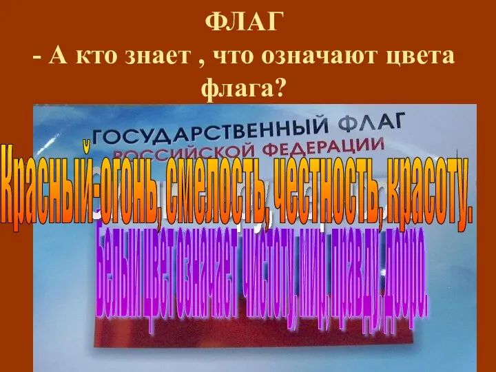 ФЛАГ - А кто знает , что означают цвета флага? Белый