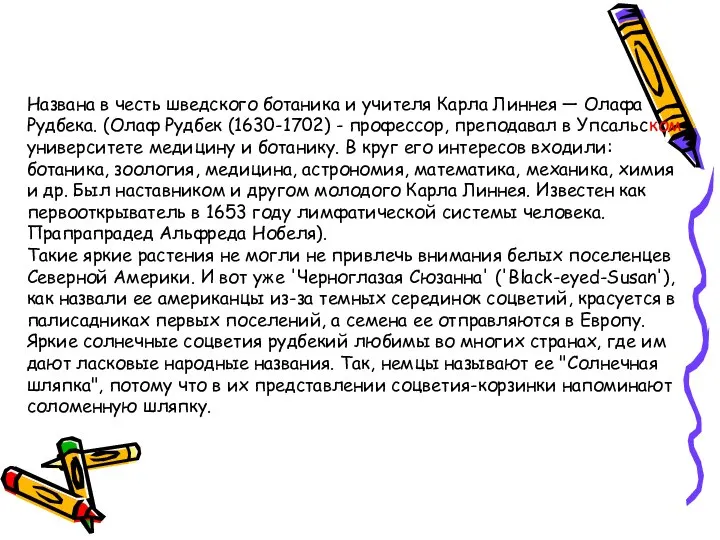 Названа в честь шведского ботаника и учителя Карла Линнея — Олафа