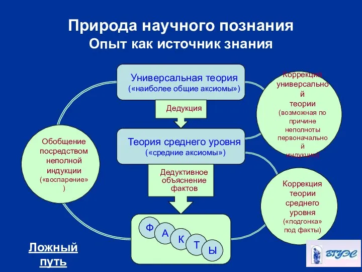 Природа научного познания Опыт как источник знания Универсальная теория («наиболее общие