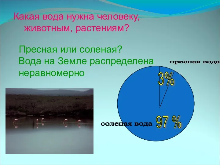 пресная вода соленая вода 3% 97 % Какая вода нужна человеку,