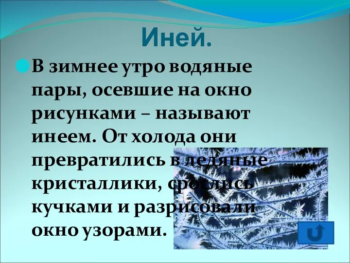 Иней. В зимнее утро водяные пары, осевшие на окно рисунками –