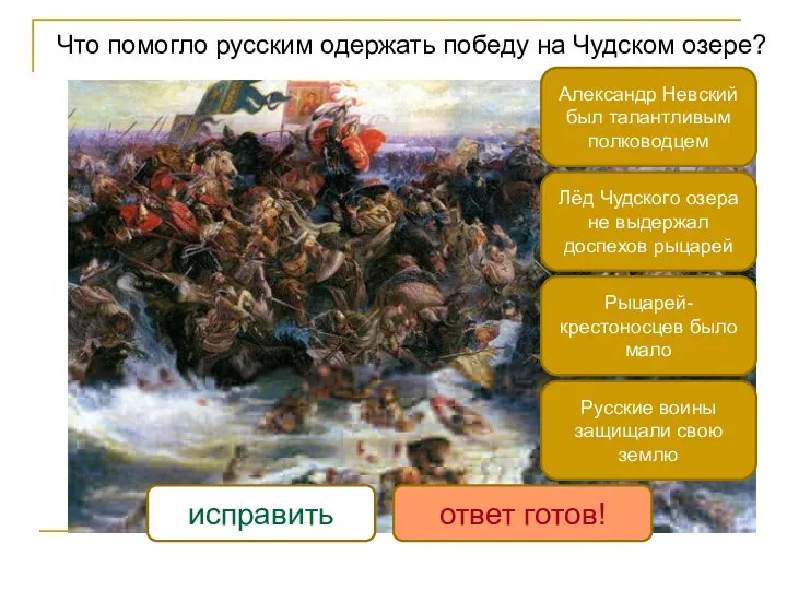 Что помогло русским одержать победу на Чудском озере? Александр Невский был