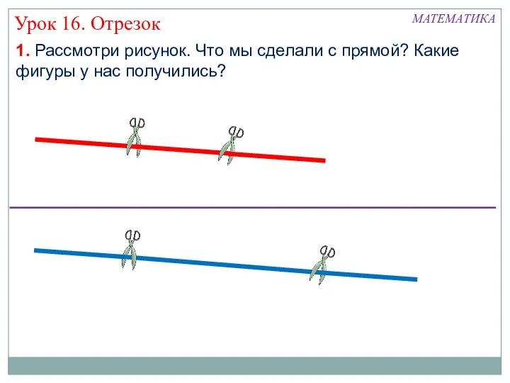 1. Рассмотри рисунок. Что мы сделали с прямой? Какие фигуры у