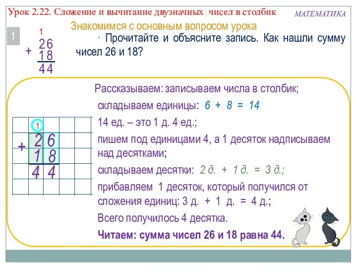 3  Прочитайте и объясните запись. Как нашли сумму чисел 26