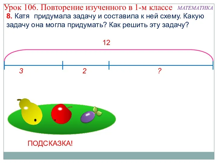 8. Катя придумала задачу и составила к ней схему. Какую задачу