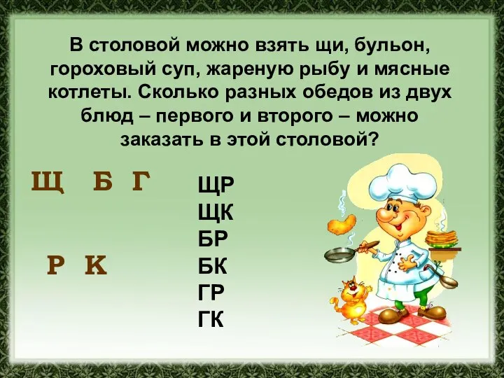 В столовой можно взять щи, бульон, гороховый суп, жареную рыбу и