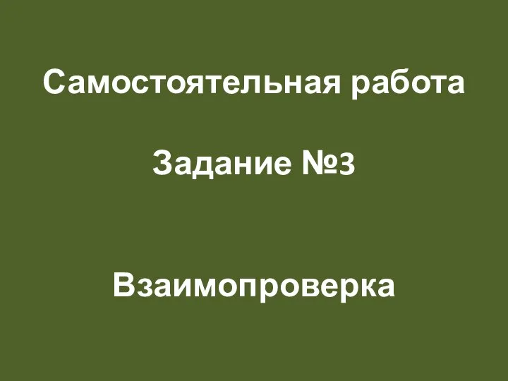 Самостоятельная работа Задание №3 Взаимопроверка