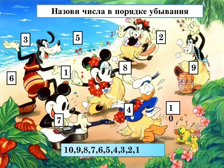 Назови числа в порядке убывания 3 6 1 2 5 10 4 8 10,9,8,7,6,5,4,3,2,1 7 9