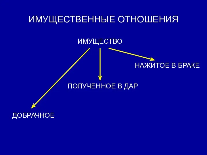 ИМУЩЕСТВЕННЫЕ ОТНОШЕНИЯ ИМУЩЕСТВО ДОБРАЧНОЕ ПОЛУЧЕННОЕ В ДАР НАЖИТОЕ В БРАКЕ