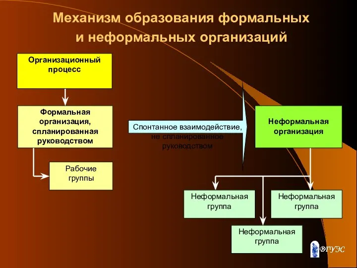 Механизм образования формальных и неформальных организаций