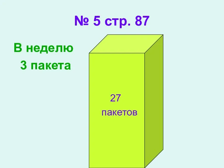 № 5 стр. 87 В неделю 3 пакета 27 пакетов