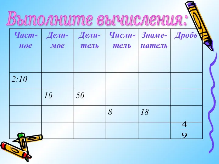 Выполните вычисления: