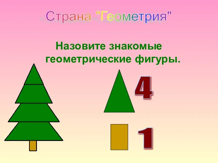 Назовите знакомые геометрические фигуры. Страна "Геометрия" 4 1