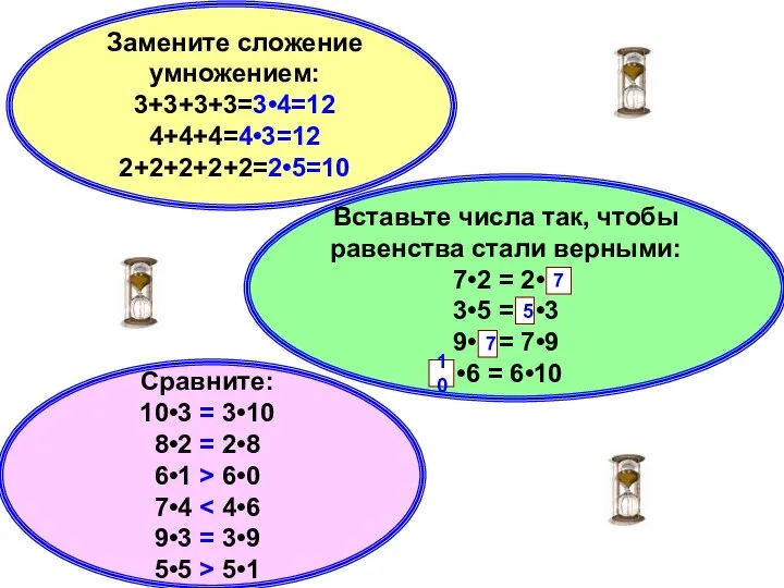 Вставьте числа так, чтобы равенства стали верными: 7•2 = 2• .