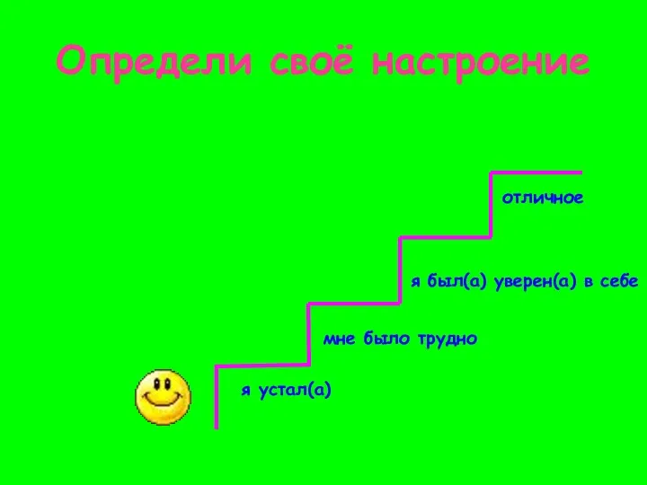 Определи своё настроение отличное я был(а) уверен(а) в себе мне было трудно я устал(а)