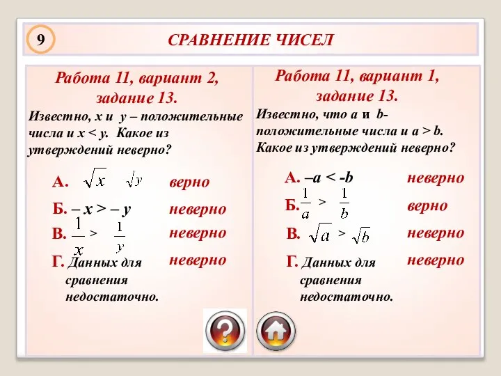 СРАВНЕНИЕ ЧИСЕЛ Работа 11, вариант 2, задание 13. Известно, x и