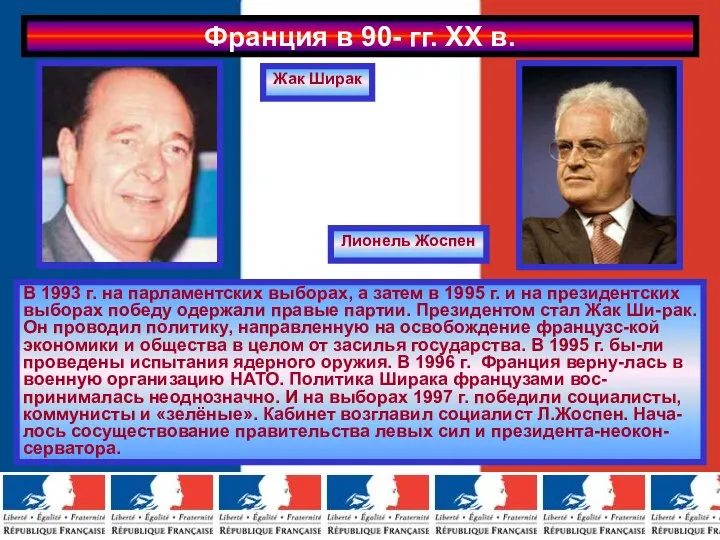 Франция в 90- гг. ХХ в. В 1993 г. на парламентских