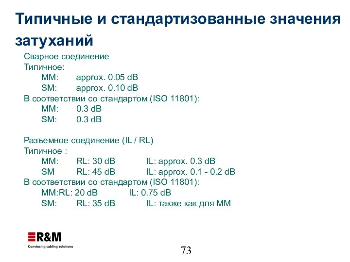 Типичные и стандартизованные значения затуханий Сварное соединение Типичное: MM: approx. 0.05