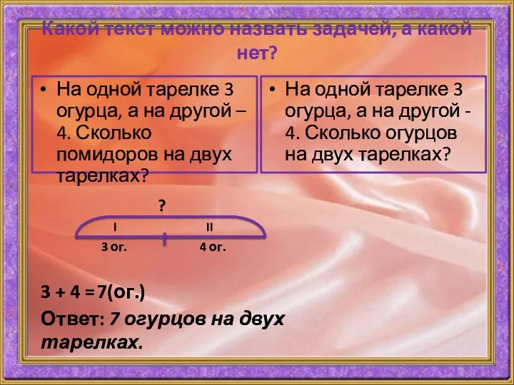 Какой текст можно назвать задачей, а какой нет? На одной тарелке