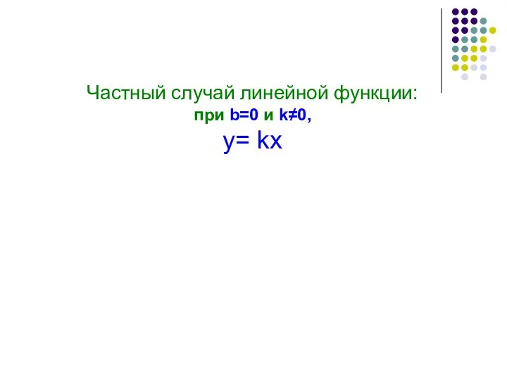 Частный случай линейной функции: при b=0 и k≠0, у= kx