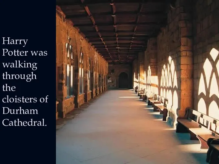 Harry Potter was walking through the cloisters of Durham Cathedral.