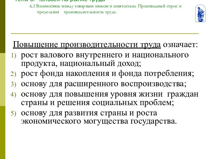 Тема 6. Человек на рынке труда 6.3 Взаимосвязь между товарным знаком