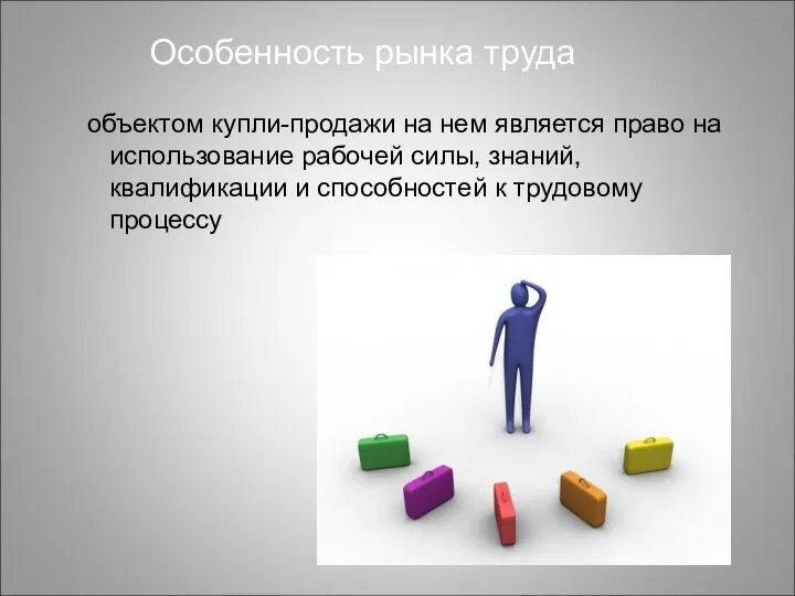 Особенность рынка труда объектом купли-продажи на нем является право на использование