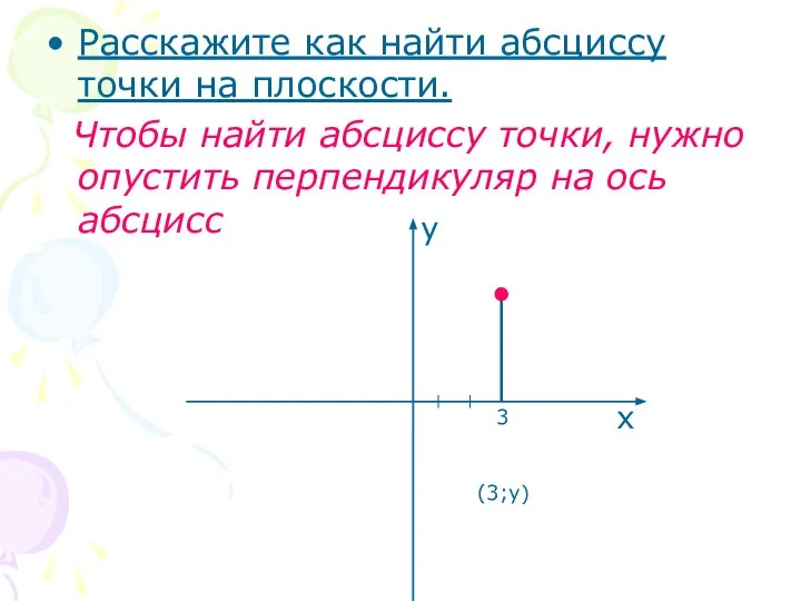 Расскажите как найти абсциссу точки на плоскости. Чтобы найти абсциссу точки,