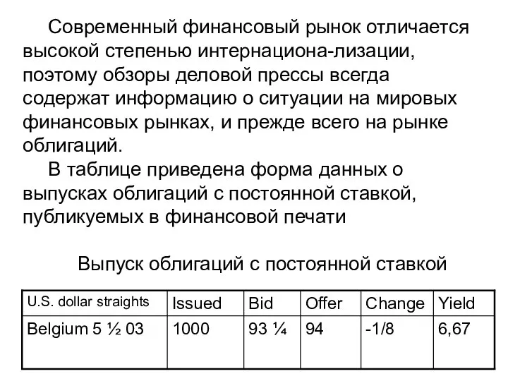 Современный финансовый рынок отличается высокой степенью интернациона-лизации, поэтому обзоры деловой прессы