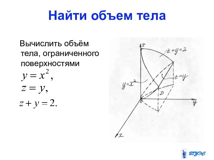 Найти объем тела Вычислить объём тела, ограниченного поверхностями