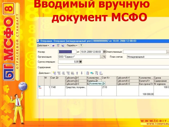Вводимый вручную документ МСФО