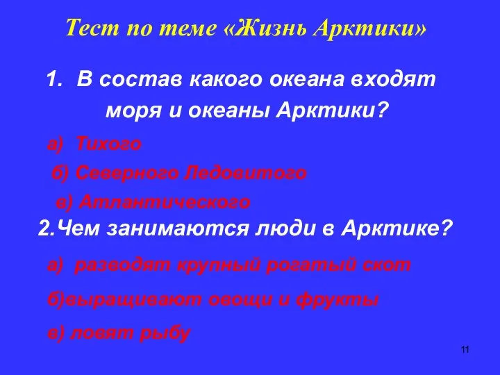 Тест по теме «Жизнь Арктики» В состав какого океана входят моря