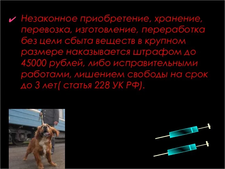 Незаконное приобретение, хранение, перевозка, изготовление, переработка без цели сбыта веществ в