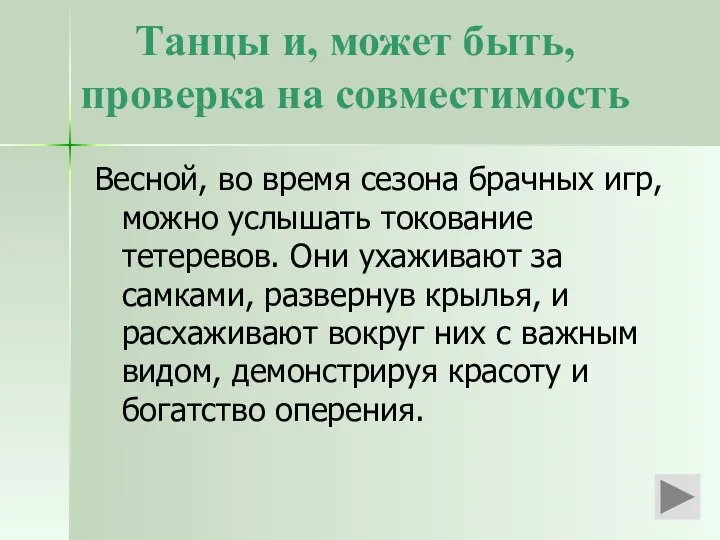 Танцы и, может быть, проверка на совместимость Весной, во время сезона