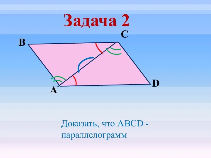 Задача 2 D С В А Доказать, что ABCD - параллелограмм