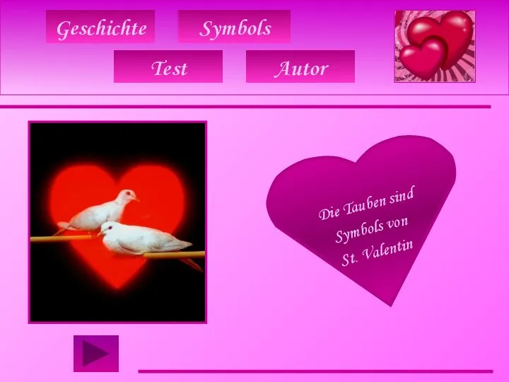 Geschichte Symbols Die Tauben sind Symbols von St. Valentin Test Autor