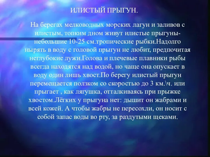 ИЛИСТЫЙ ПРЫГУН. На берегах мелководных морских лагун и заливов с илистым,