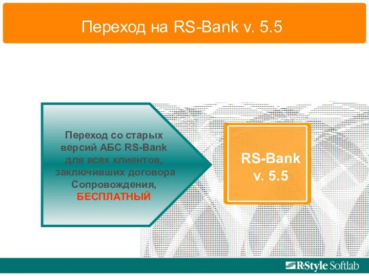 Переход на RS-Bank v. 5.5 Переход со старых версий АБС RS-Bank