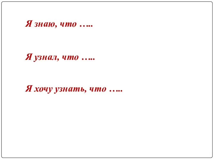 Я знаю, что ….. Я узнал, что ….. Я хочу узнать, что …..