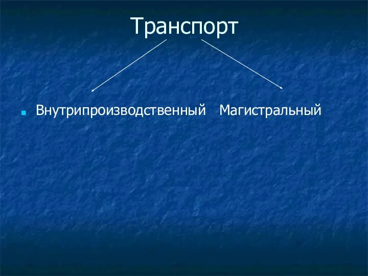 Транспорт Внутрипроизводственный Магистральный