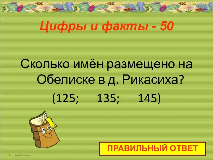 Цифры и факты - 50 Сколько имён размещено на Обелиске в