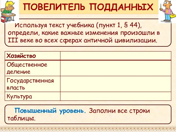 Повышенный уровень. Заполни все строки таблицы. Используя текст учебника (пункт 1,