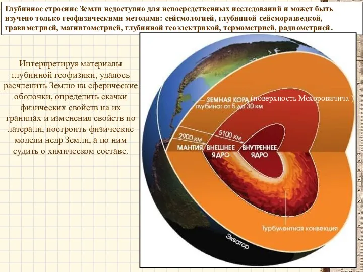 Глубинное строение Земли недоступно для непосредственных исследований и может быть изучено