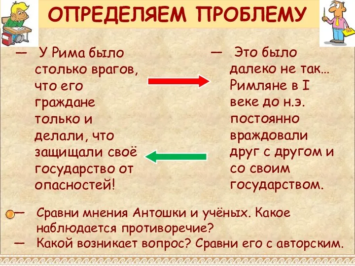 ОПРЕДЕЛЯЕМ ПРОБЛЕМУ У Рима было столько врагов, что его граждане только