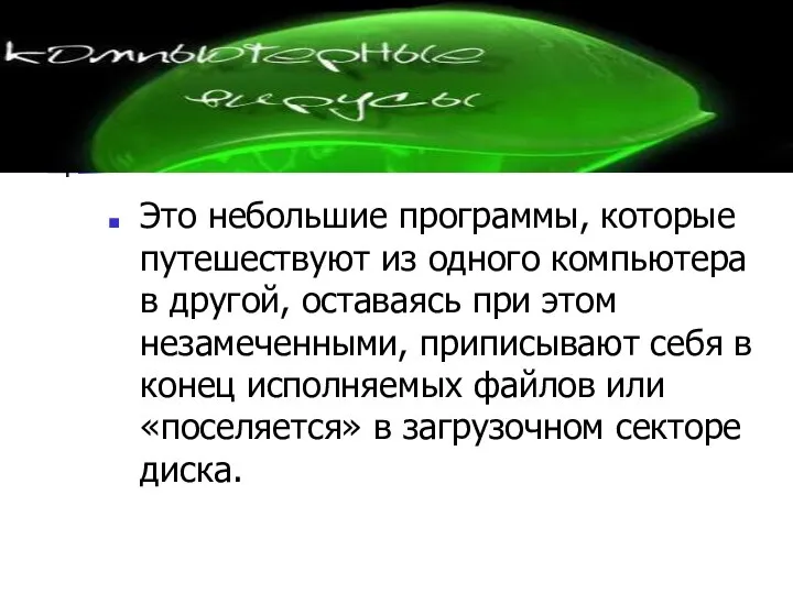 Это небольшие программы, которые путешествуют из одного компьютера в другой, оставаясь