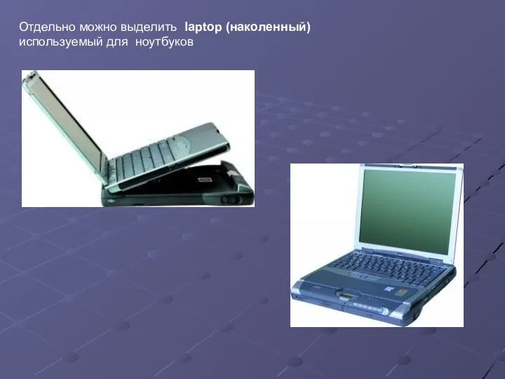 Отдельно можно выделить laptop (наколенный) используемый для ноутбуков