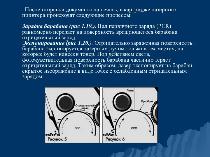 После отправки документа на печать, в картридже лазерного принтера происходят следующие