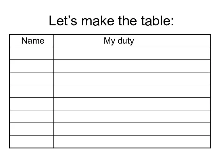 Let’s make the table: