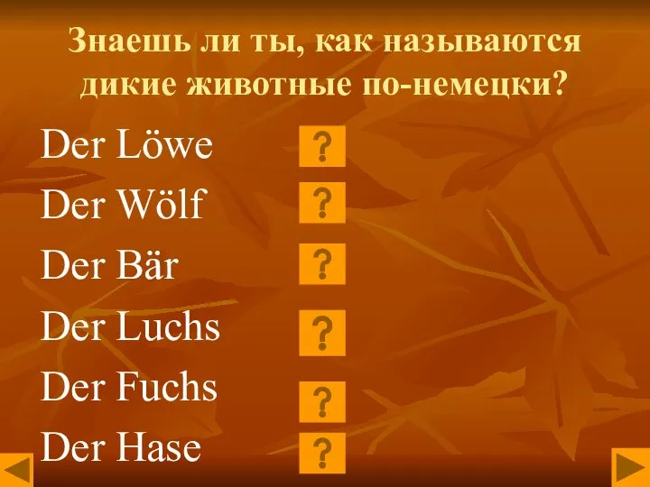 Знаешь ли ты, как называются дикие животные по-немецки? Der Löwe Der